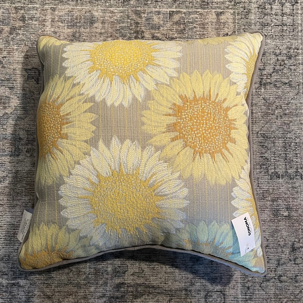 Sonoma Throw Pillow 18x18 Natural Sunflower‎ Accent Cushion